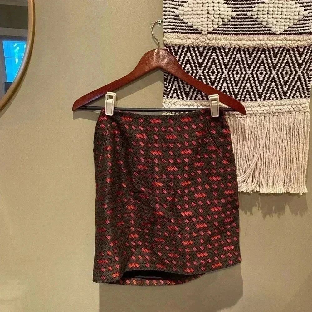 Miss Wu By Jason Wu Red Pattern Wool Mini Pencil … - image 7